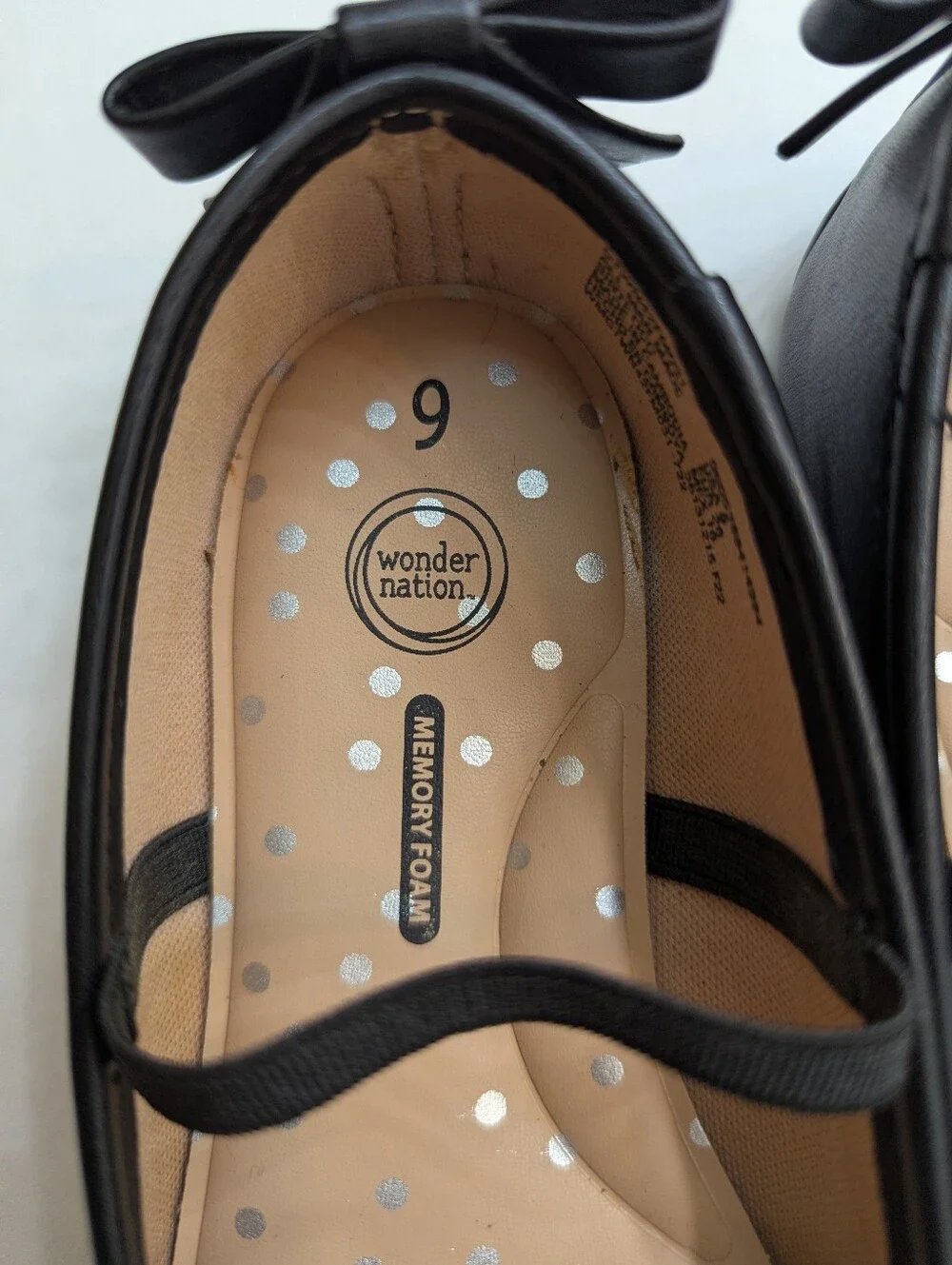 Wonder Nation Toddler Little Girls Classic Bow Black Ballet Flats Size 9